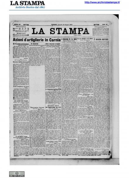La prima pagina de La Stampa del 18 giugno 1917