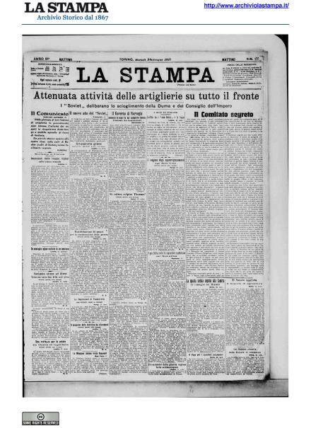 La prima pagina de La Stampa del 26 giugno 1917