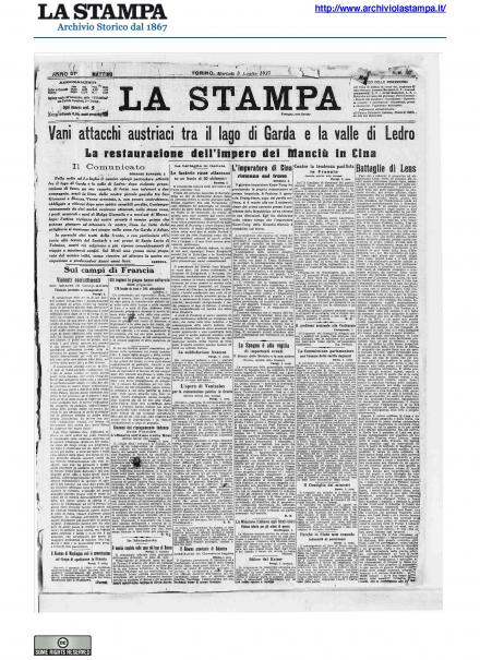 La prima pagina de La Stampa del 3 luglio 1917