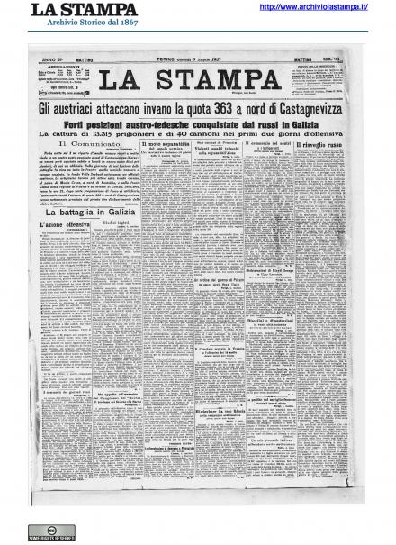 La prima pagina de La Stampa del 5 luglio 1917