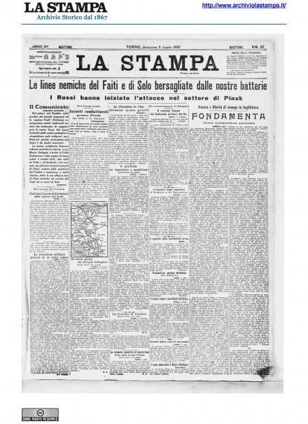 La prima pagina de La Stampa del 8 luglio 1917