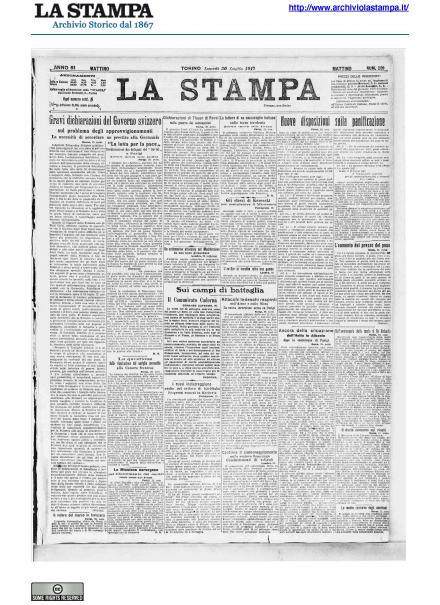 La prima pagina de La Stampa del 30 luglio 1917