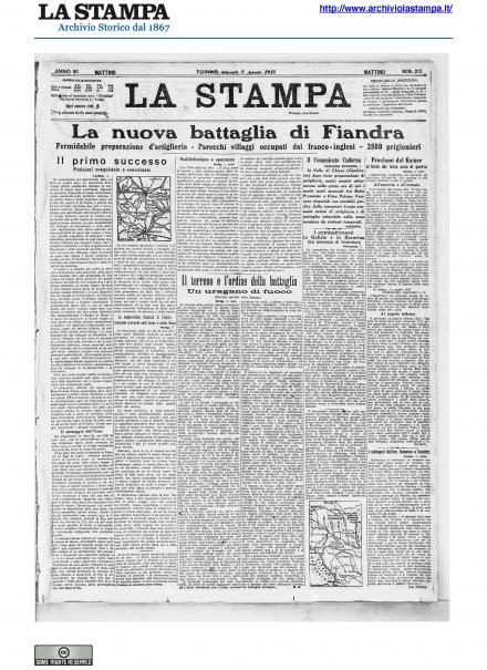 La prima pagina de La Stampa del 2 agosto 1917