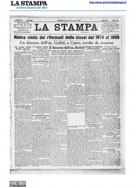 La prima pagina de La Stampa del 14 agosto 1917