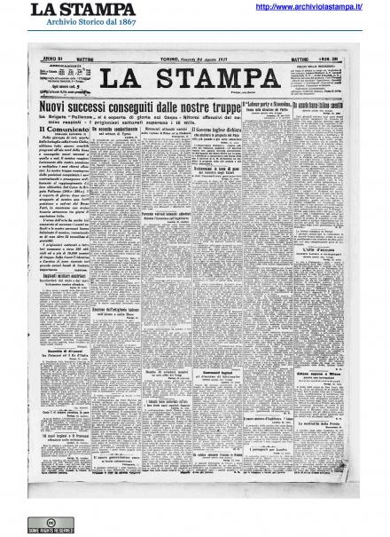 La prima pagina de La Stampa del 24 agosto 1917