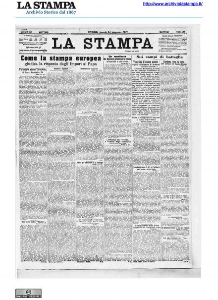 La prima pagina de La Stampa del 24 settembre 1917