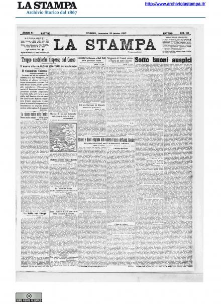 La prima pagina de La Stampa del 14 ottobre 1917