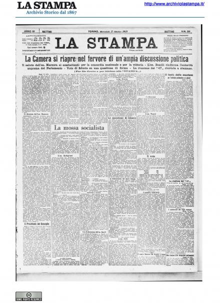 La prima pagina de La Stampa del 17 ottobre 1917