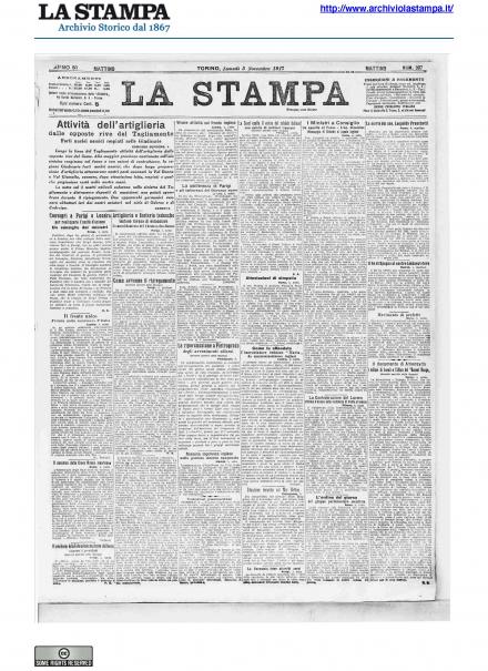 La prima pagina de La Stampa del 5 novembre 1917