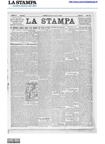 La prima pagina de La Stampa del 6 novembre 1917