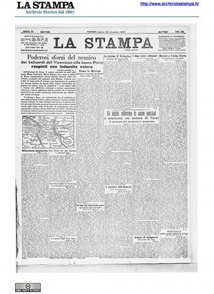 La prima pagina de La Stampa del 24 novembre 1917