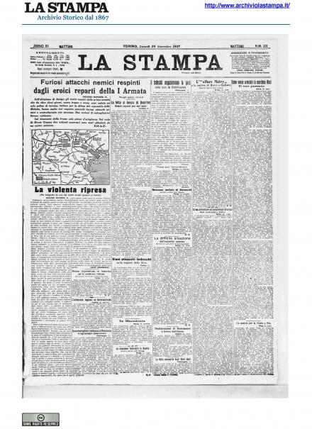 La prima pagina de La Stampa del 26 novembre 1917