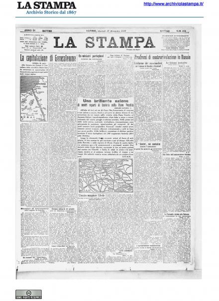 La prima pagina de La Stampa del 11 dicembre 1917