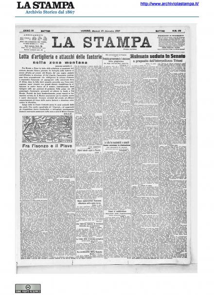 La prima pagina de La Stampa del 18 dicembre 1917
