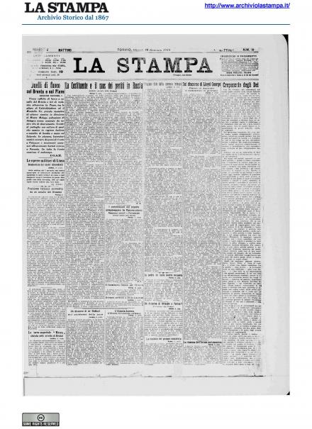 La prima pagina de La Stampa del 10 gennaio 1918