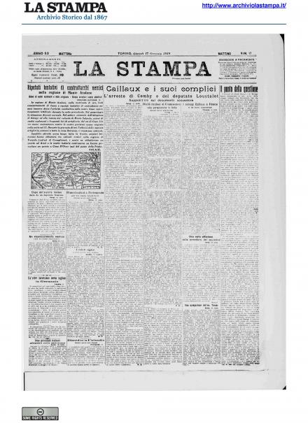 La prima pagina de La Stampa del 17 gennaio 1918