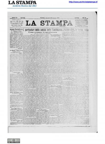 La prima pagina de La Stampa del 23 gennaio 1918