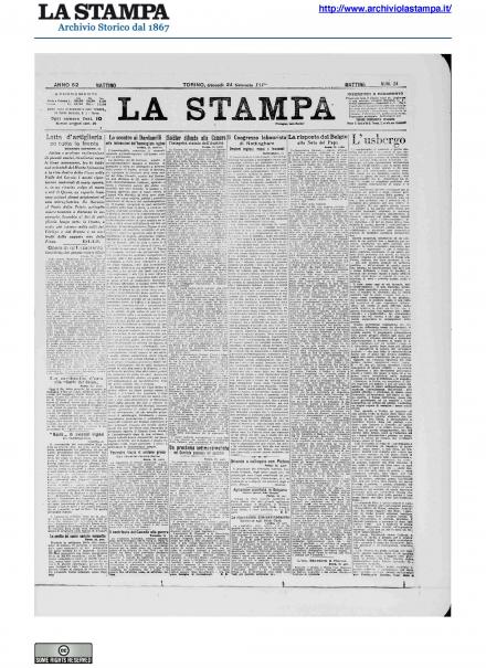 La prima pagina de La Stampa del 24 gennaio 1918