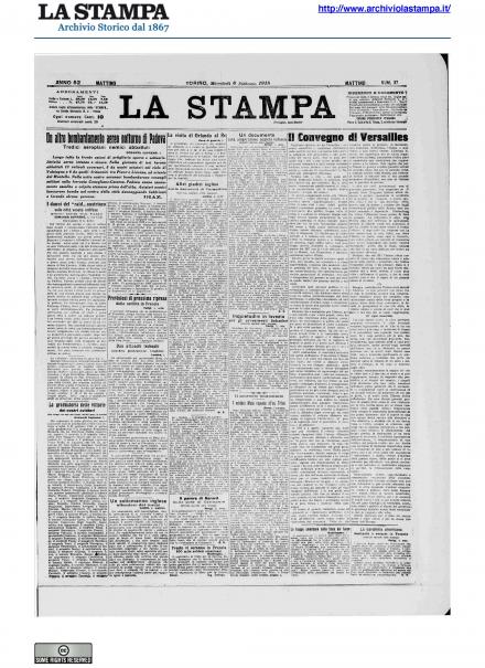 La prima pagina de La Stampa del 6 febbraio 1918