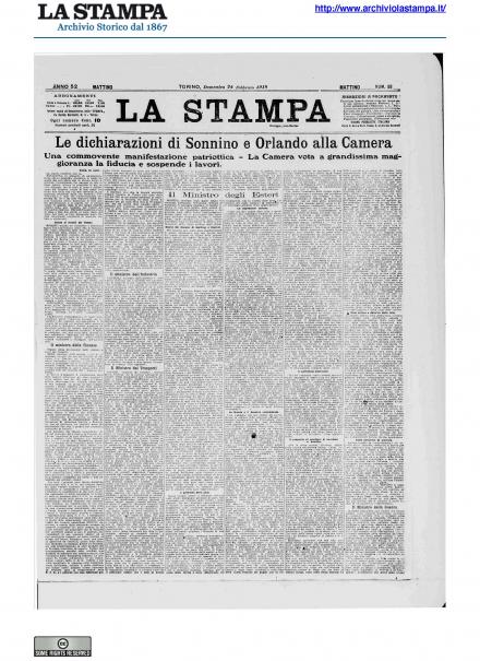 La prima pagina de La Stampa del 24 febbraio 1918
