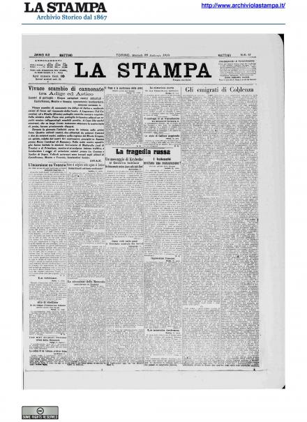 La prima pagina de La Stampa del 26 febbraio 1918