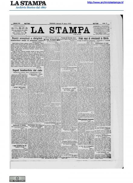 La prima pagina de La Stampa del 12 marzo 1918