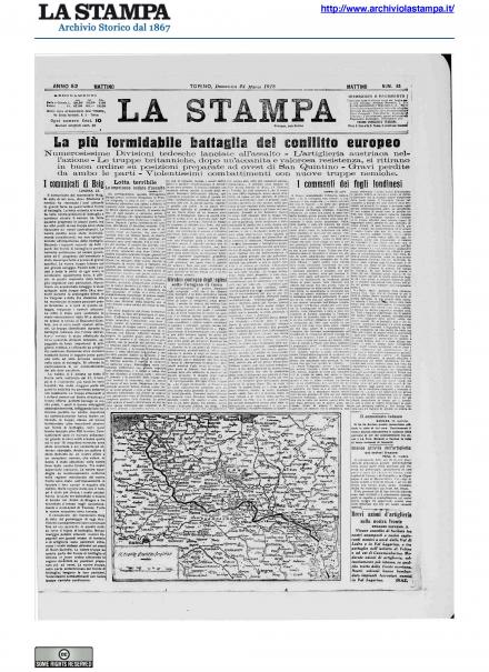 La prima pagina de La Stampa del 24 marzo 1918