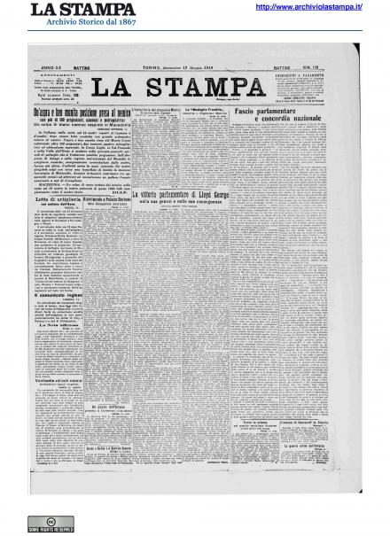 La prima pagina de La Stampa del 12 maggio 1918