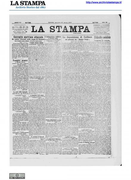 La prima pagina de La Stampa del 15 maggio 1918