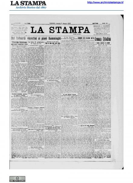 La prima pagina de La Stampa del 6 maggio 1918