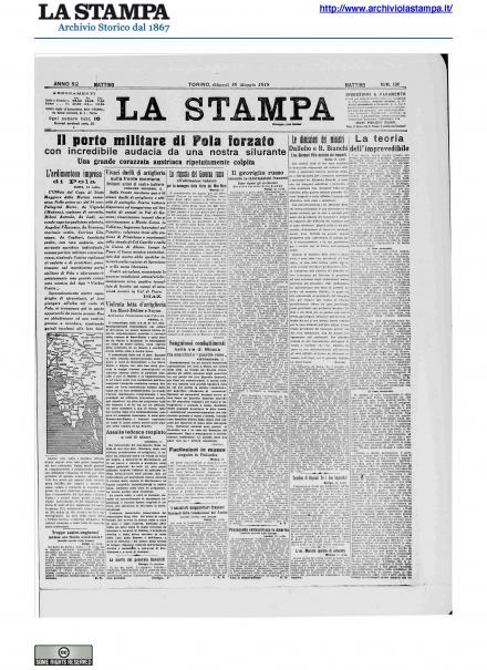 La prima pagina de La Stampa del 16 maggio 1918