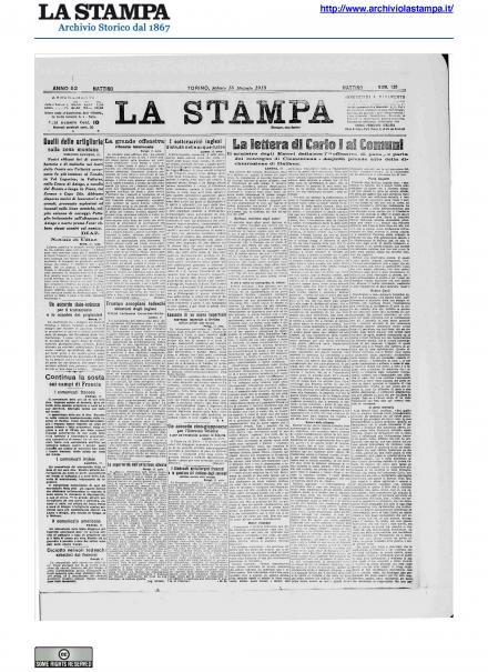La prima pagina de La Stampa del 18 maggio 1918