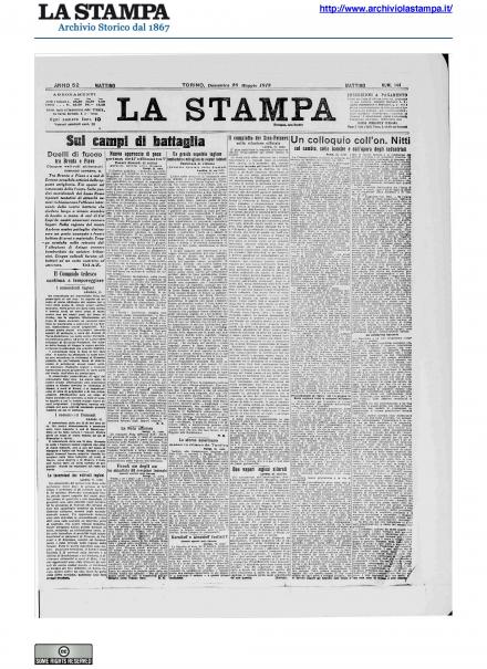 La prima pagina de La Stampa del 26 maggio 1918