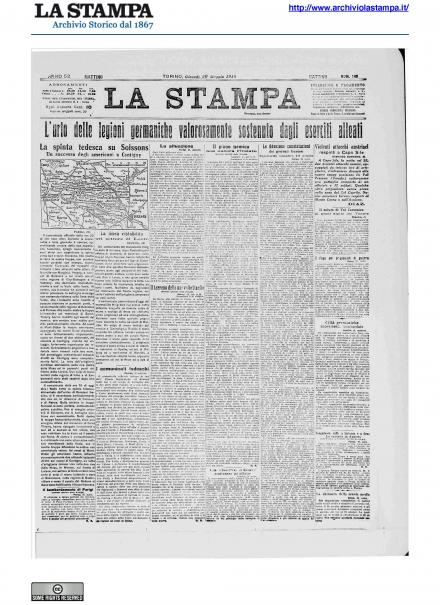 La prima pagina de La Stampa del 30 maggio 1918