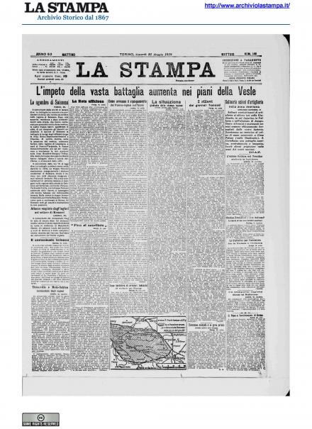 La prima pagina de La Stampa del 31 maggio 1918