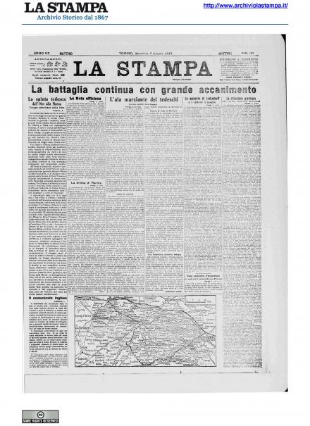La prima pagina de La Stampa del 5 giugno 1918