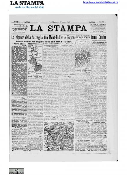 La prima pagina de La Stampa del 10 giugno 1918