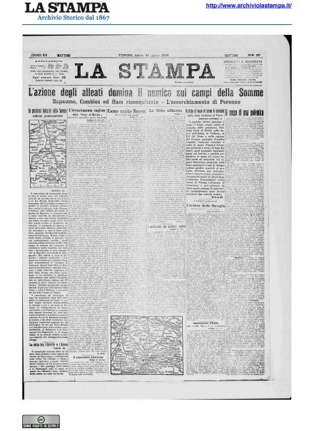 La prima pagina de La Stampa del 31 agosto 1918
