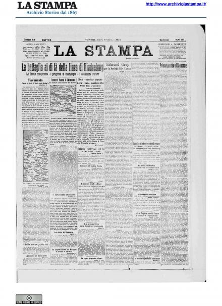 La prima pagina de La Stampa del 12 ottobre 1918