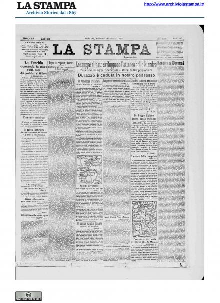La prima pagina de La Stampa del 16 ottobre 1918