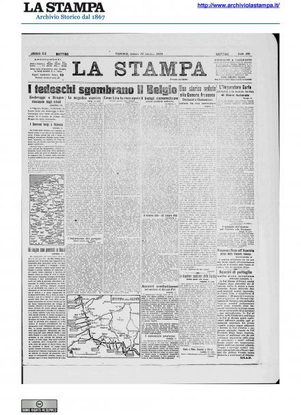 La prima pagina de La Stampa del 19 ottobre 1918