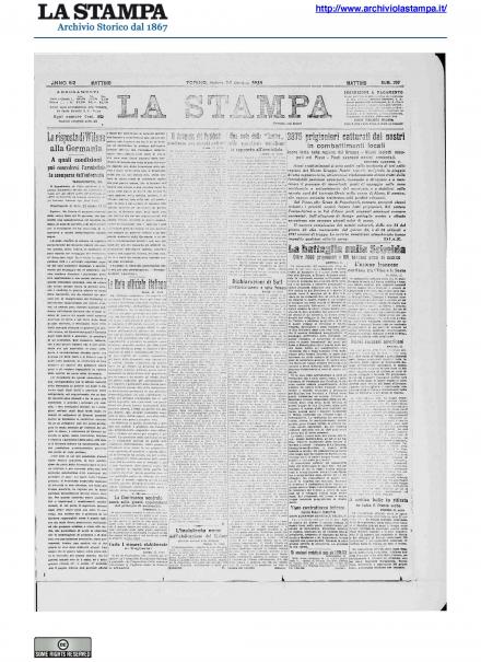 La prima pagina de La Stampa del 26 ottobre 1918