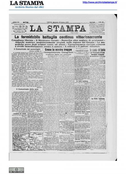 La prima pagina de La Stampa del 30 ottobre 1918