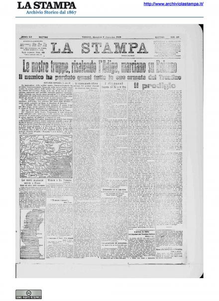 La prima pagina de La Stampa del 6 novembre 1918