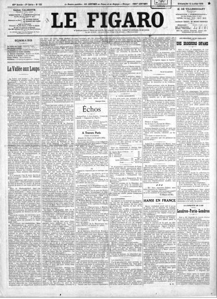 La prima pagina de Le Figaro del 12 luglio 1914