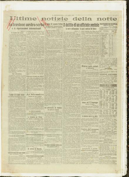 Una pagina de Il Messaggero del 18 luglio 1914