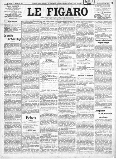 La prima pagina de Le Figaro del 18 luglio 1914