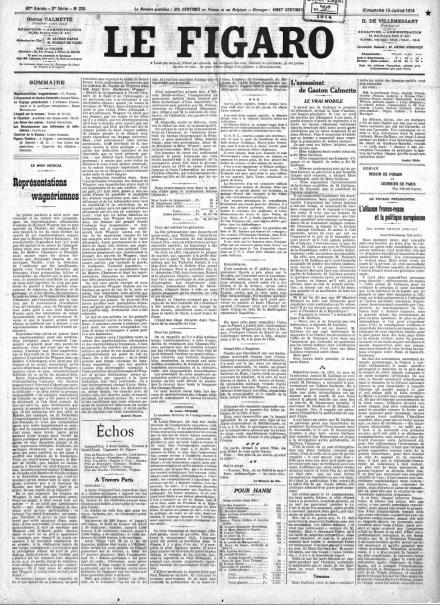 La prima pagina de Le Figaro del 19 luglio 1914