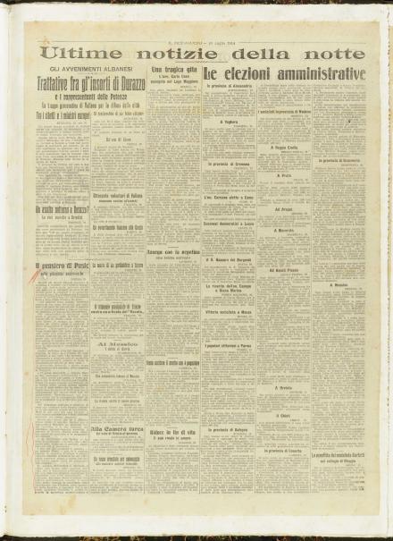 Una pagina de Il Messaggero del 20 luglio 1914