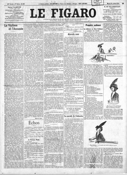 La prima pagina de Le Figaro del 21 luglio 1914